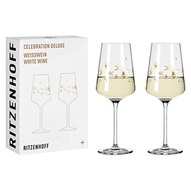 RITZENHOFF 6141012 Weißweinglas 400 ml - Serie Celebration Deluxe Set Nr. 3, 2 Stück, Echt-Gold - Made in Germany im Sale
